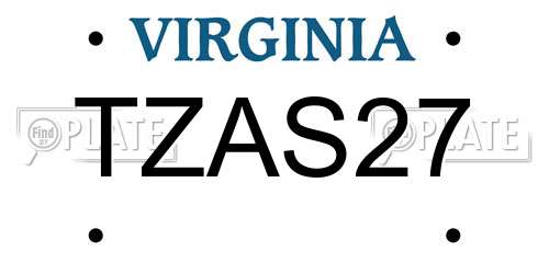 TZAS27 Virginia License Plate