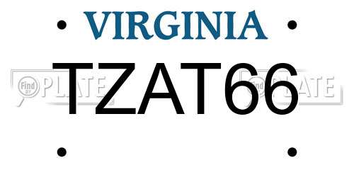 TZAT66 Virginia License Plate