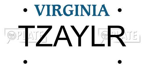 TZAYLR Virginia License Plate