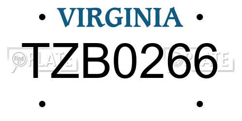 TZB0266 Virginia License Plate