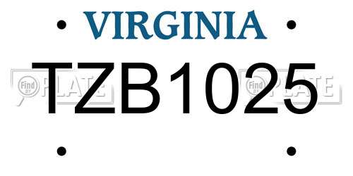TZB1025 Virginia License Plate