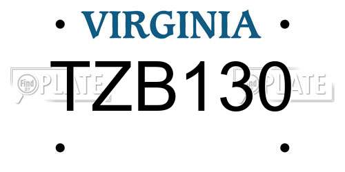 TZB130 Virginia License Plate