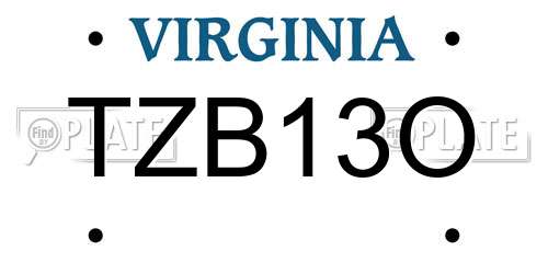 TZB13O Virginia License Plate