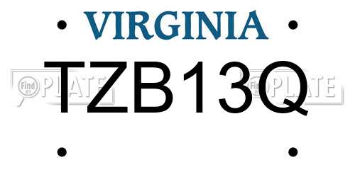 TZB13Q Virginia License Plate