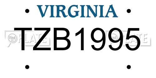 TZB1995 Virginia License Plate