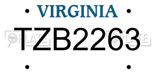 TZB2263 Virginia License Plate