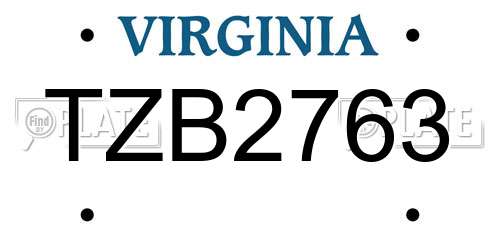 TZB2763 Virginia License Plate