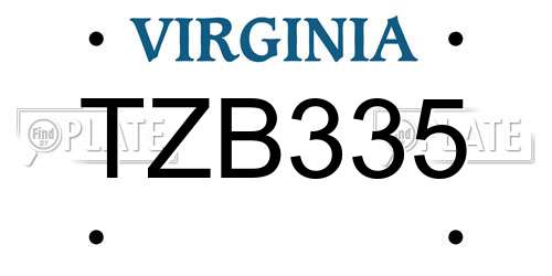 TZB335 Virginia License Plate