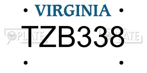 TZB338 Virginia License Plate