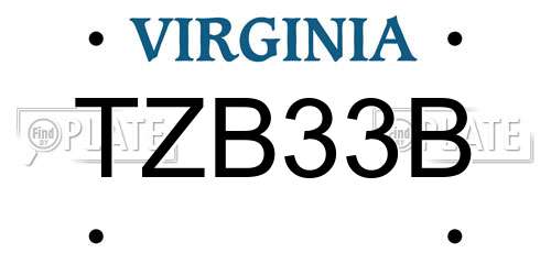 TZB33B Virginia License Plate