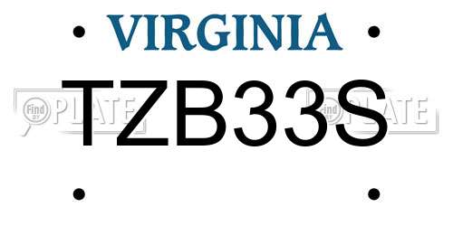 TZB33S Virginia License Plate
