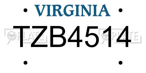 TZB4514 Virginia License Plate