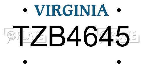TZB4645 Virginia License Plate