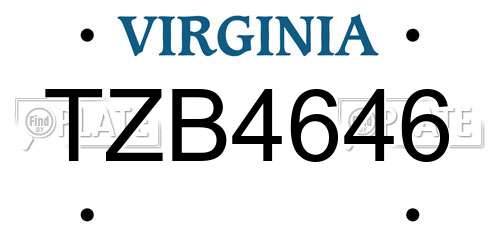 TZB4646 Virginia License Plate