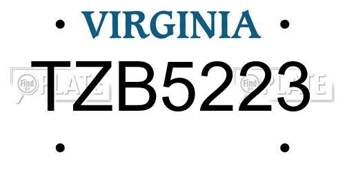TZB5223 Virginia License Plate