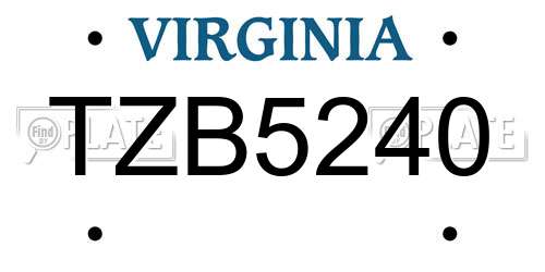 TZB5240 Virginia License Plate