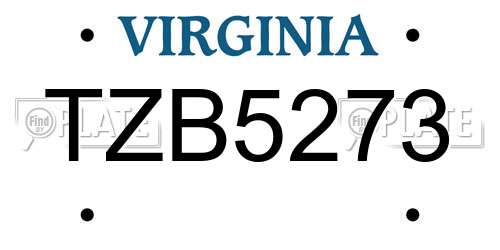 TZB5273 Virginia License Plate