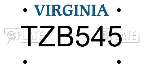 TZB545 Virginia License Plate