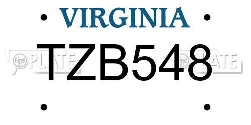 TZB548 Virginia License Plate