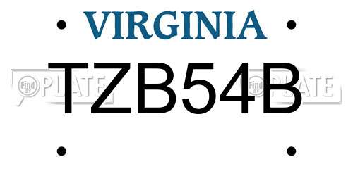TZB54B Virginia License Plate