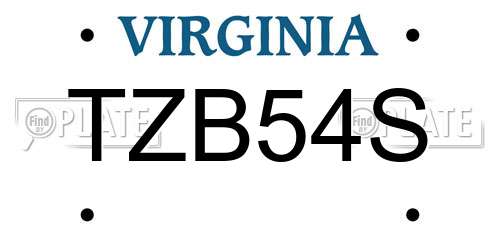 TZB54S Virginia License Plate