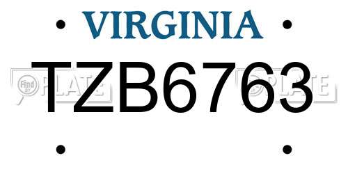 TZB6763 Virginia License Plate