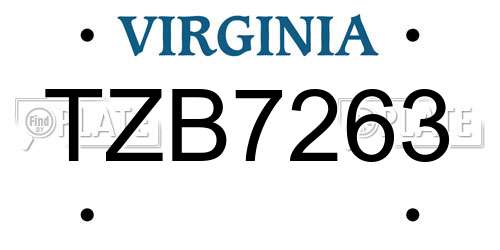 TZB7263 Virginia License Plate