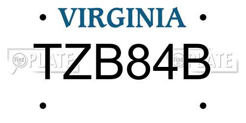 TZB84B Virginia License Plate
