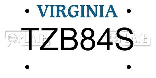 TZB84S Virginia License Plate