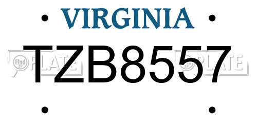 TZB8557 Virginia License Plate