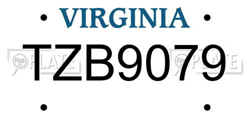 TZB9079 Virginia License Plate