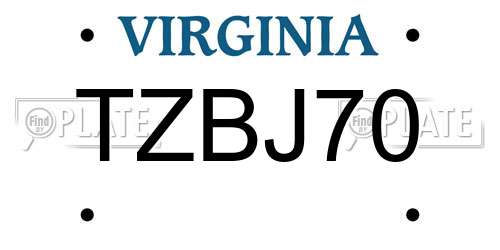 TZBJ70 Virginia License Plate