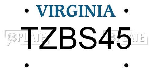 TZBS45 Virginia License Plate