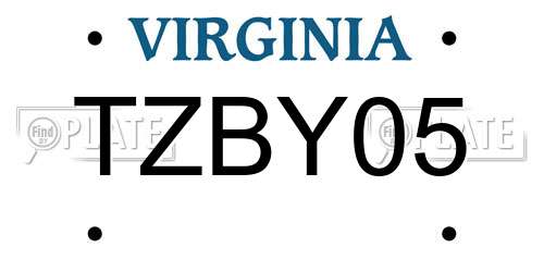TZBY05 Virginia License Plate