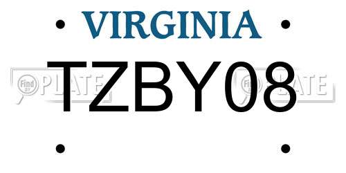 TZBY08 Virginia License Plate