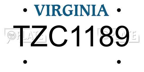 TZC1189 Virginia License Plate