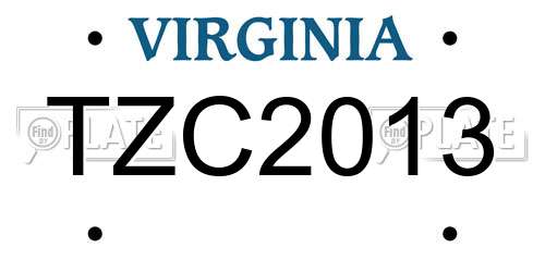 TZC2013 Virginia License Plate