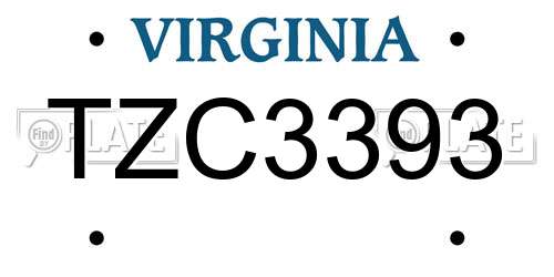 TZC3393 Virginia License Plate