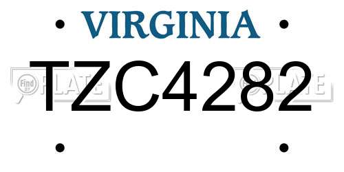 TZC4282 Virginia License Plate