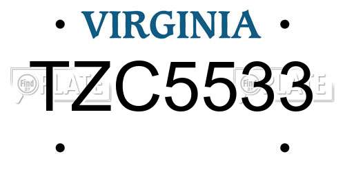 TZC5533 Virginia License Plate