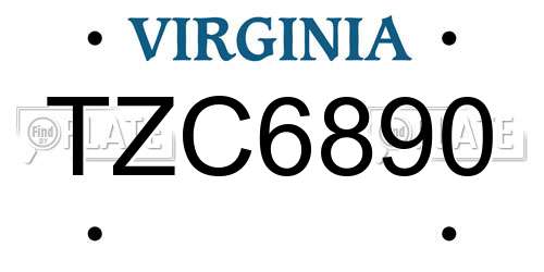 TZC6890 Virginia License Plate
