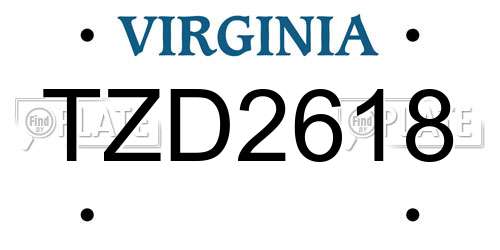 TZD2618 Virginia License Plate