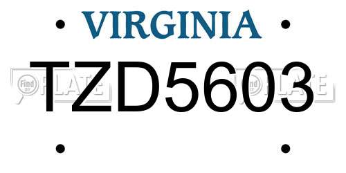 TZD5603 Virginia License Plate