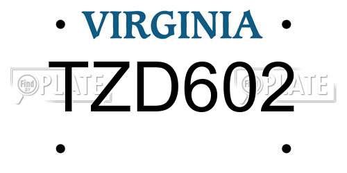 TZD602 Virginia License Plate
