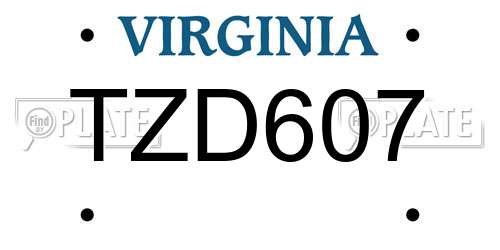 TZD607 Virginia License Plate