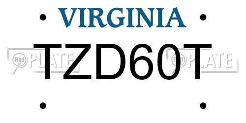 TZD60T Virginia License Plate