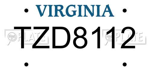 TZD8112 Virginia License Plate