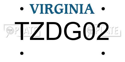 TZDG02 Virginia License Plate