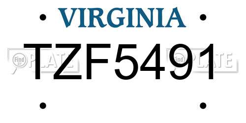 TZF5491 Virginia License Plate