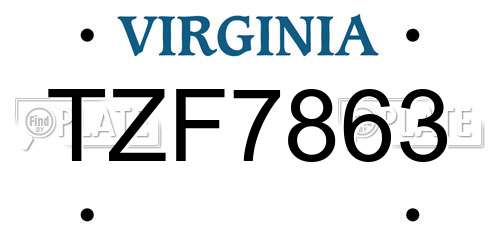 TZF7863 Virginia License Plate